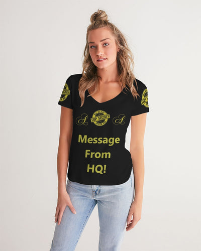 More Solutions and Less Excuses Women's All-Over Print V-Neck Tee