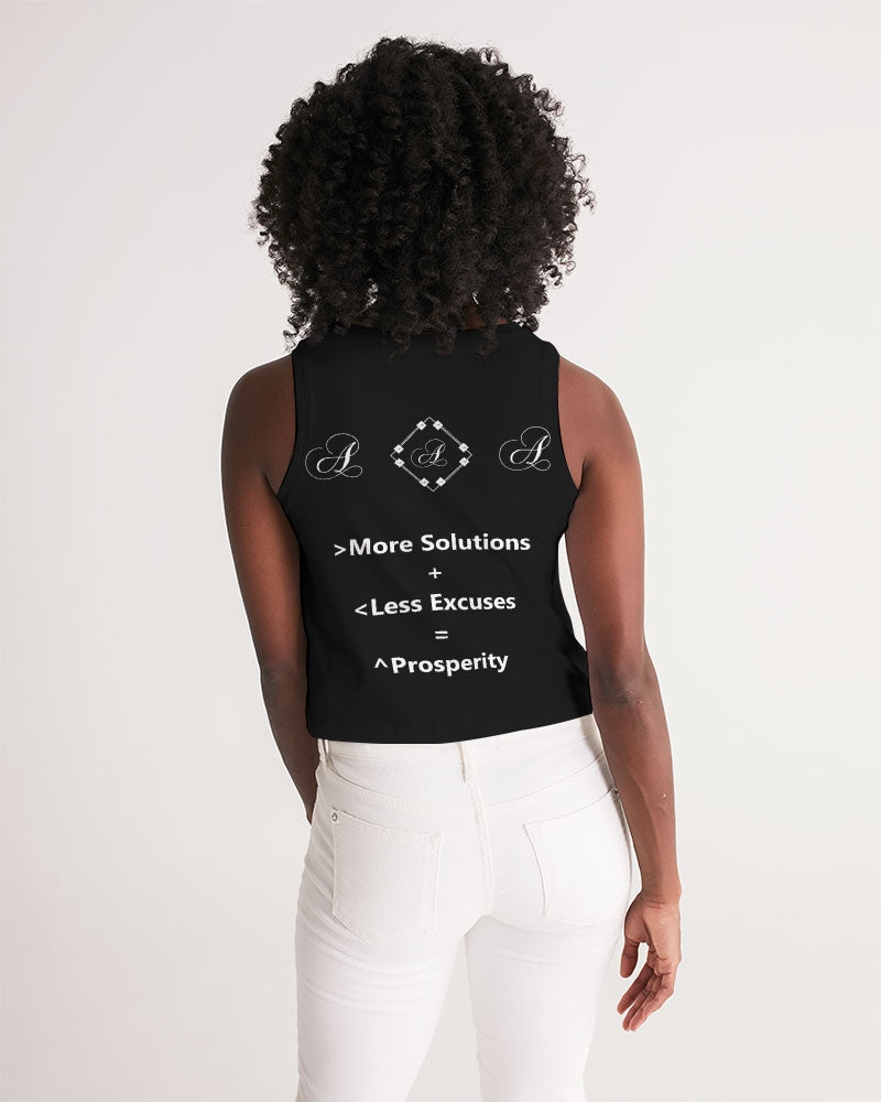 More Solutions and Less Excuses Women's All-Over Print Cropped Tank