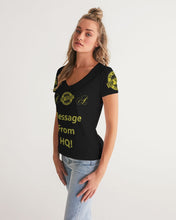 Load image into Gallery viewer, Hold the Line Women&#39;s All-Over Print V-Neck Tee