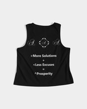 Load image into Gallery viewer, More Solutions and Less Excuses Women&#39;s All-Over Print Cropped Tank