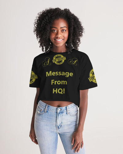 More Solutions and Less Excuses Women's All-Over Print Lounge Cropped Tee