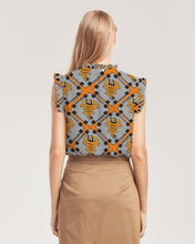 Load image into Gallery viewer, Cyclone - Diamond Pattern 2023 - theagencyheadquarters Women&#39;s Ruffle Sleeve Top