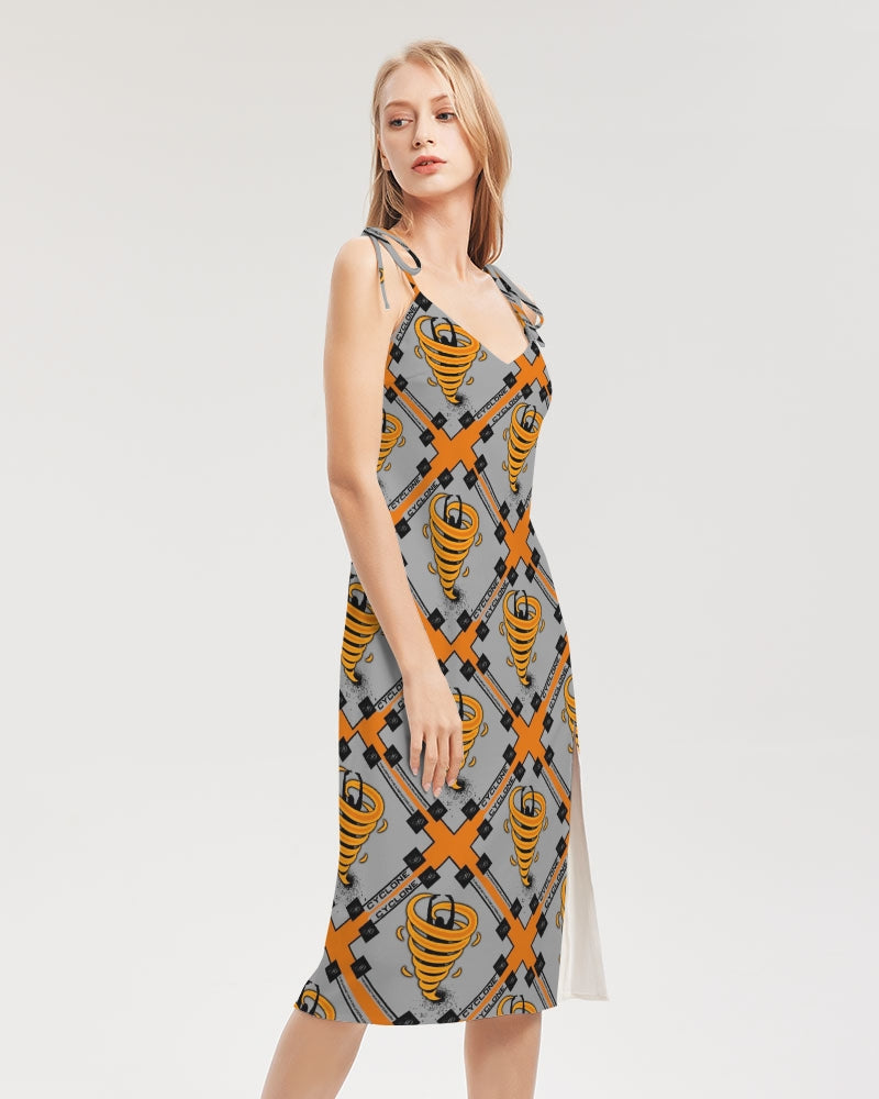 Cyclone - Diamond Pattern 2023 - theagencyheadquarters Women's Tie Strap Split Dress