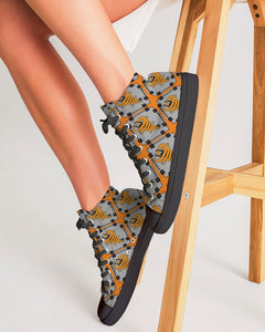Cyclone - Diamond Pattern 2023 - theagencyheadquarters Women's Hightop Canvas Shoe - Black
