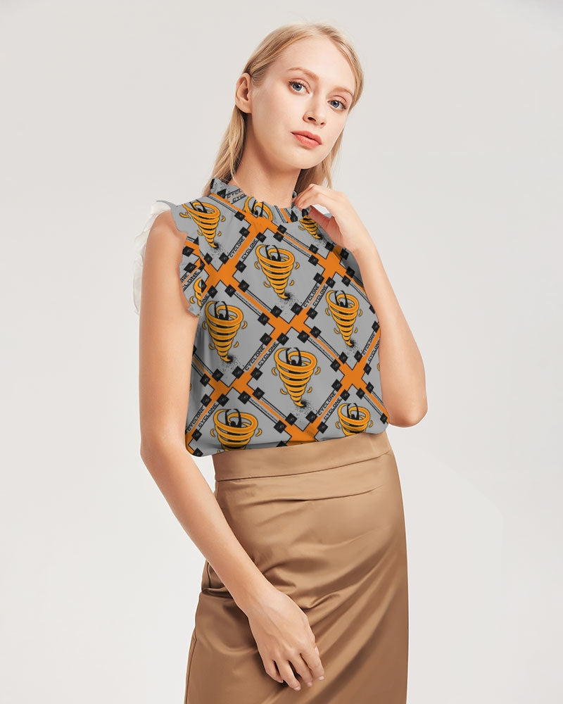 Cyclone - Diamond Pattern 2023 - theagencyheadquarters Women's Ruffle Sleeve Top