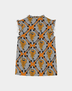 Cyclone - Diamond Pattern 2023 - theagencyheadquarters Women's Ruffle Sleeve Top
